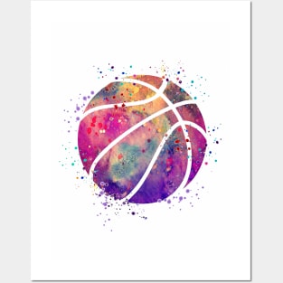 Basketball Ball Watercolor Sports Gift Posters and Art